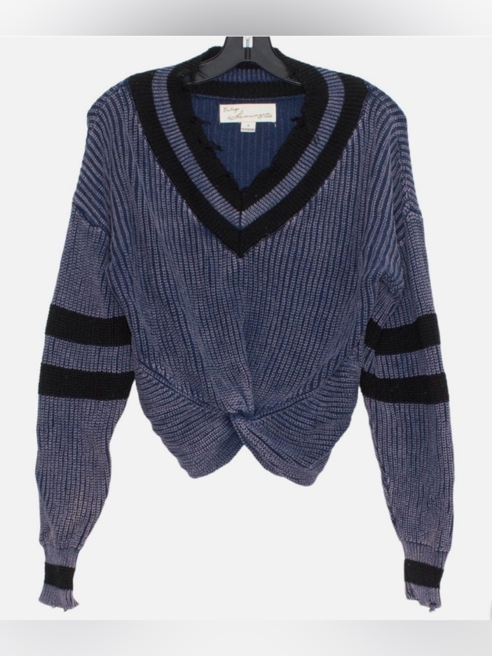 Vintage Havana Sweater Y2K Academia Cottage Preppy Old Money Grunge Blue Medium